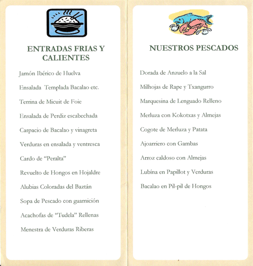 Menú El Mirador